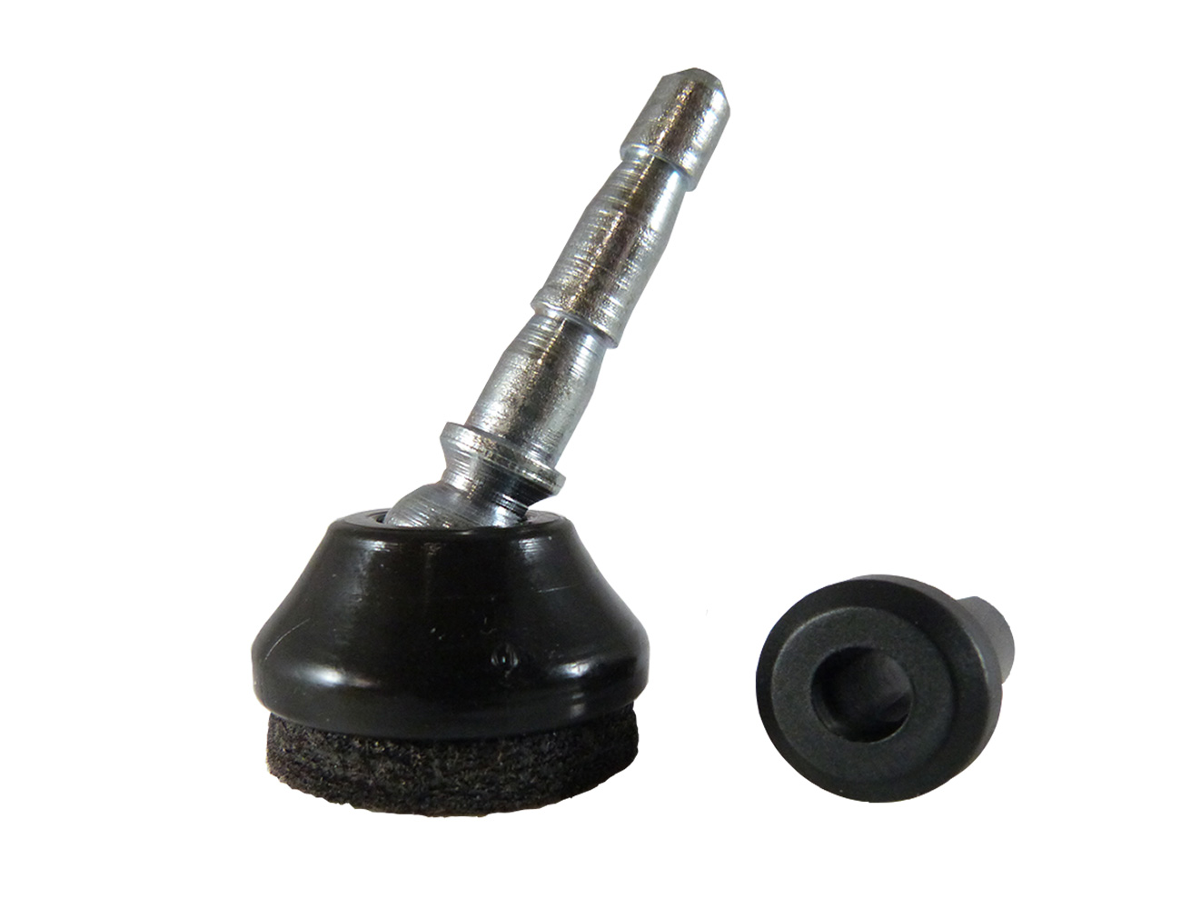 Felt based tilt glide with stem and mounting bush